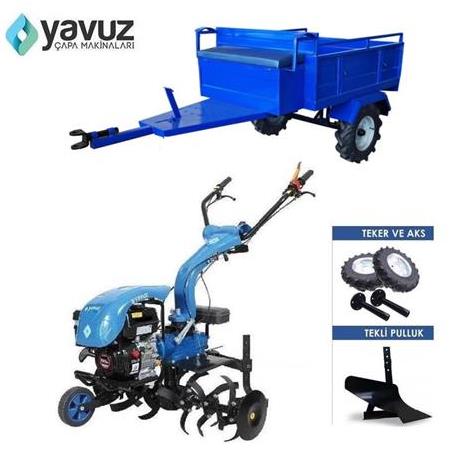 Yavuz Y300 Benzinli Çapa Makinası 3+1 Teker+Pulluk+Romörk