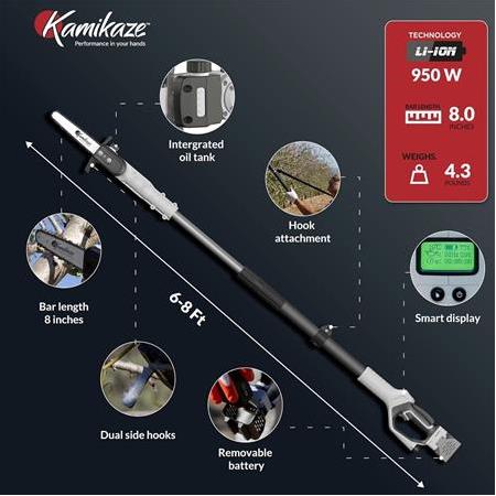 Kamikaze KVS 7000P 21.6V Akülü Teleskopik Budama Testeresi (2 x 4Ah Batarya ve Şarj Cihazı ile birli