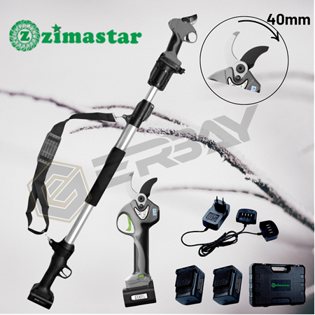 Zimastar SC-8611A Akülü Budama Makası 40mm + Teleskopik Uzatma Aparatı